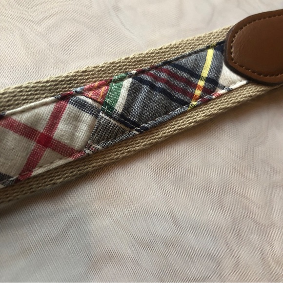 JAAK Belt Men L Madras Plaid Blue Red GreenCanvas Cotton Woven Synthetic Leather - Picture 3 of 14